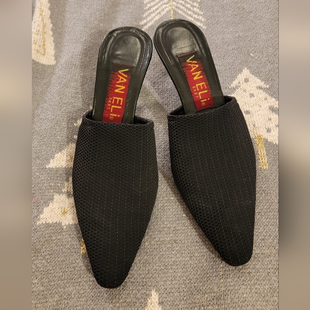 Vaneli Black Mesh Mules